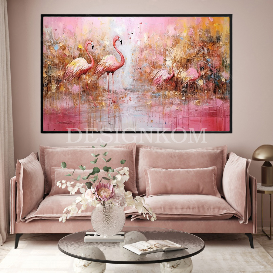 flamingo pink gold art
