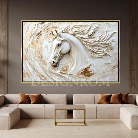 3d withe gold horse