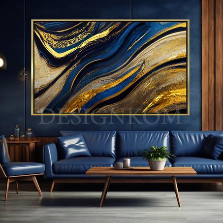 dreamy blue gold marbel art