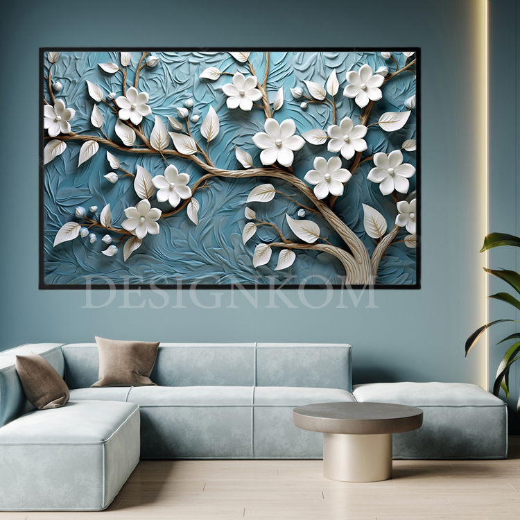 3d tree green flowers