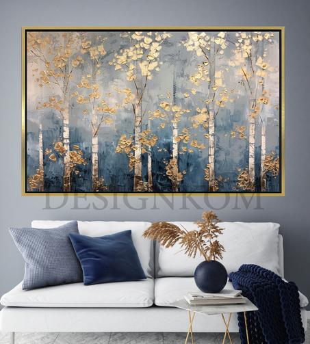 blue gold reflect forest