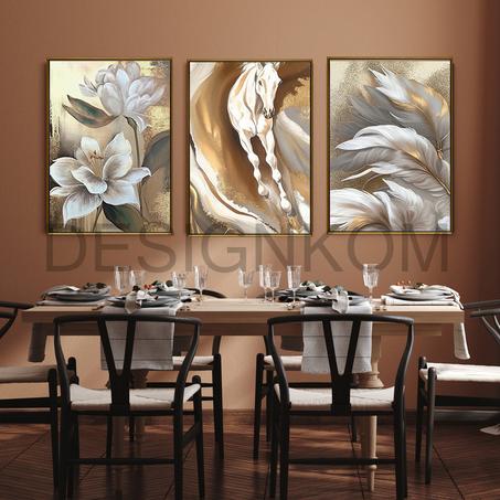 horse flower feather gold dream