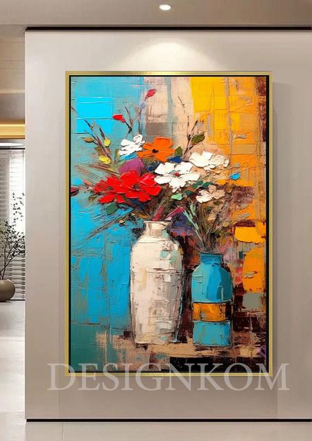 vase of colors flowers