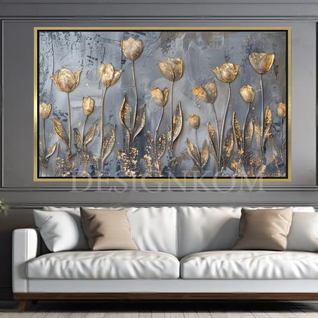 gold flowers in grey