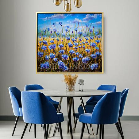 blue flowers field nature