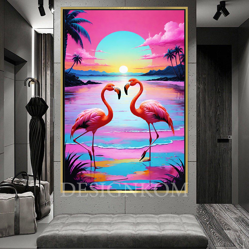 flamingo couple in pink
