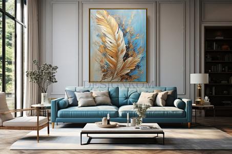FEATHER IN DREAM PAINT BLUE GOLD