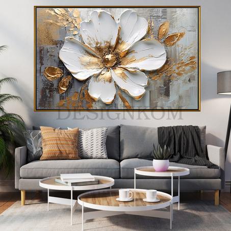 gold flower in grey