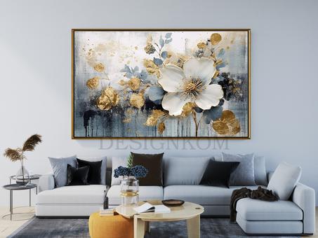 FLOWER BLEU GREY GOLD STYLE