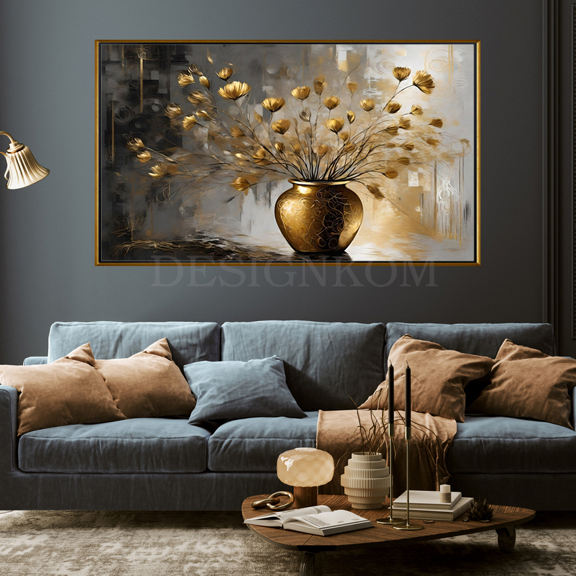 Gold flowers vase