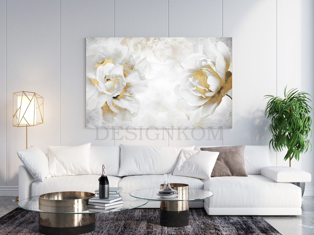 COLD WITHE FLOWER IN GOLD