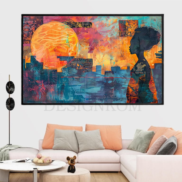 abstract black woman sunrise