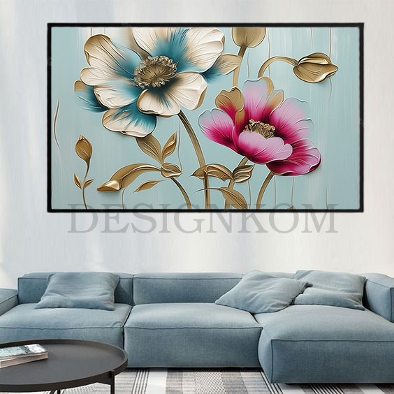 green bleu pink flowwers couple style
