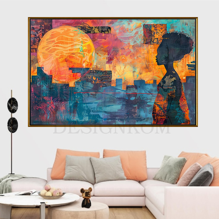 abstract black woman sunrise