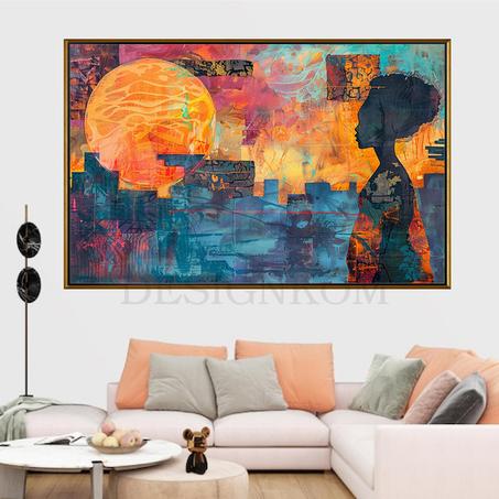 abstract black woman sunrise
