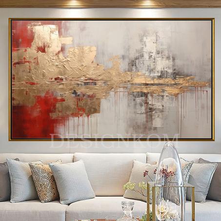 DREAMY RED GOLD BEIGE ABSTRACT