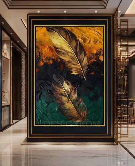 FEATHERS IN GREEN ORANGE