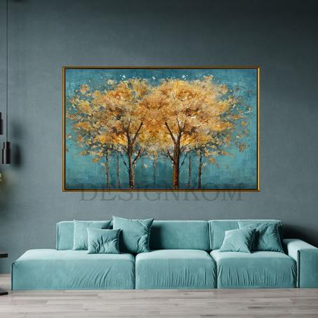yellow tree in green