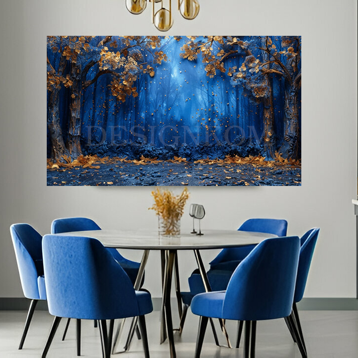 bleue forest gold leafs