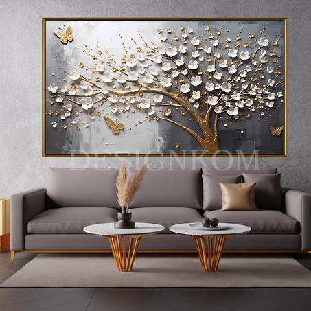 golden branche flowers butterfly