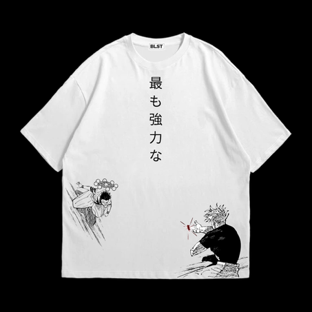 GOJO VS SUKUNA WHITE OVERSIZED T-SHIRT