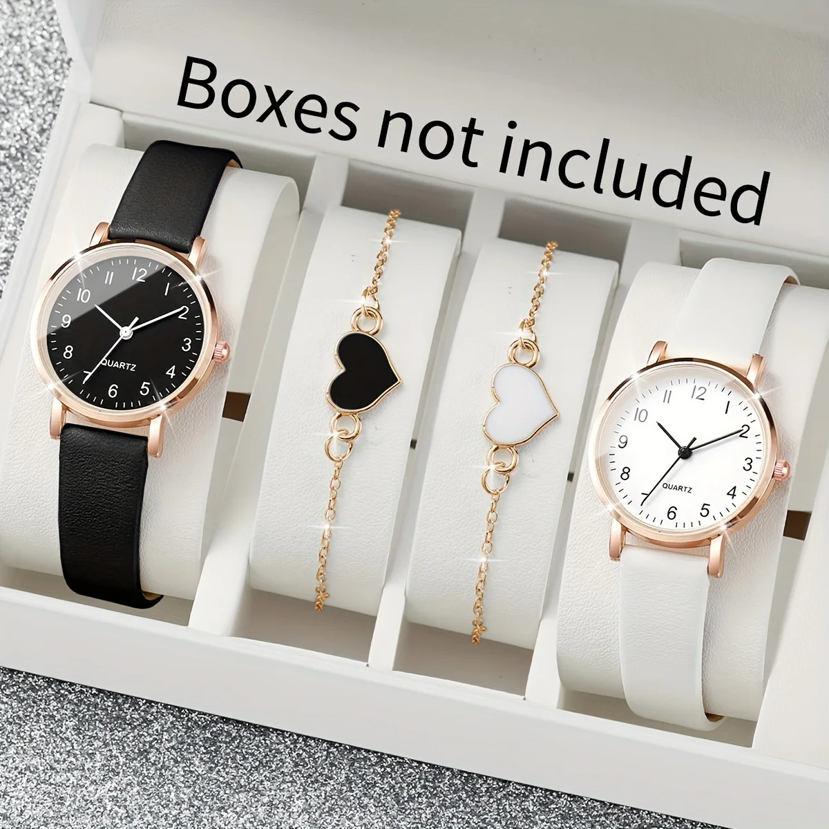 BIANCA — Black & White Watch Set, 4 Pieces of Pure Elegance