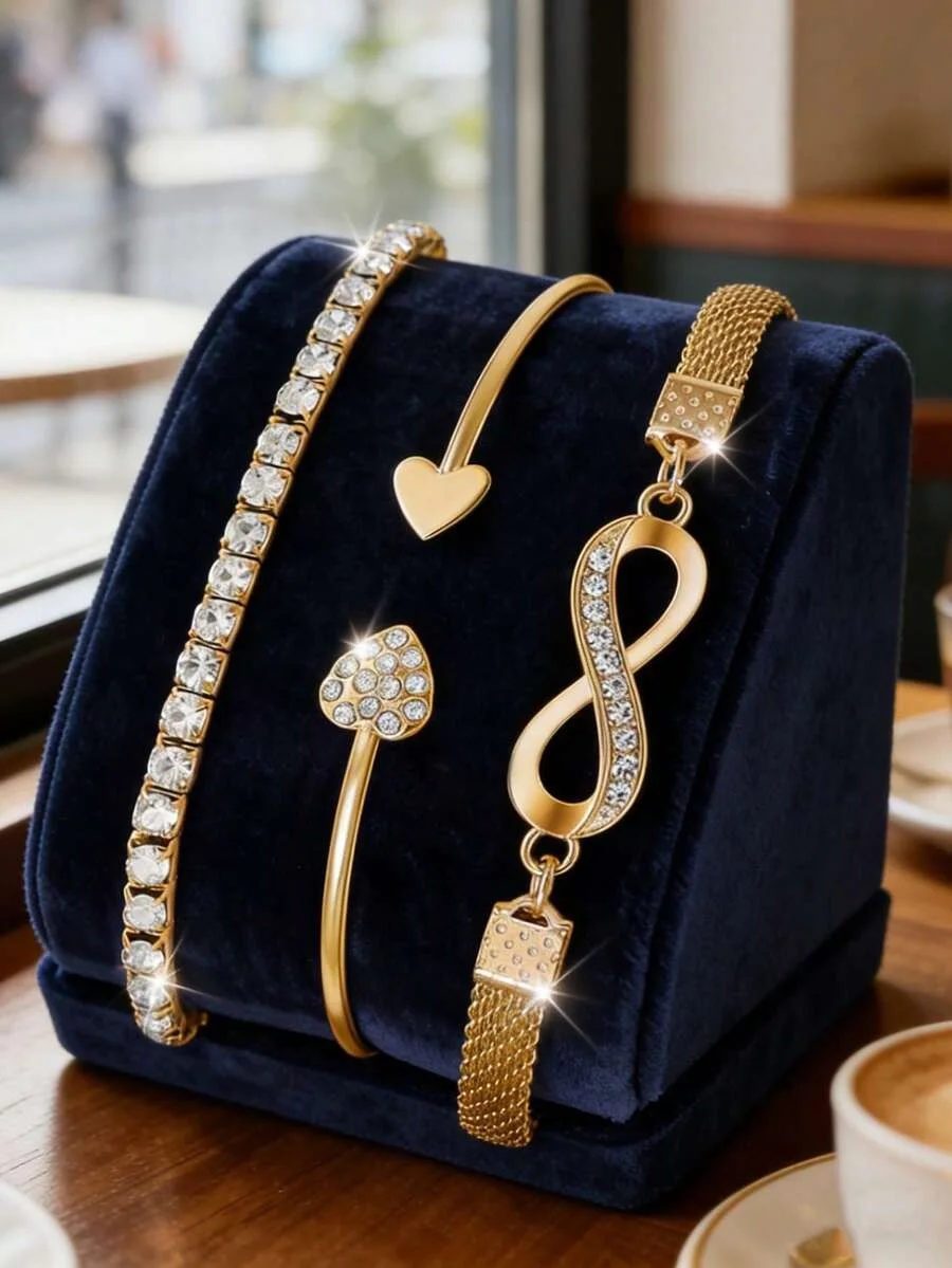 CRISTAL — Diamond-Studded Watch & Jewellery Set · 4 Pieces of Pure Brilliance