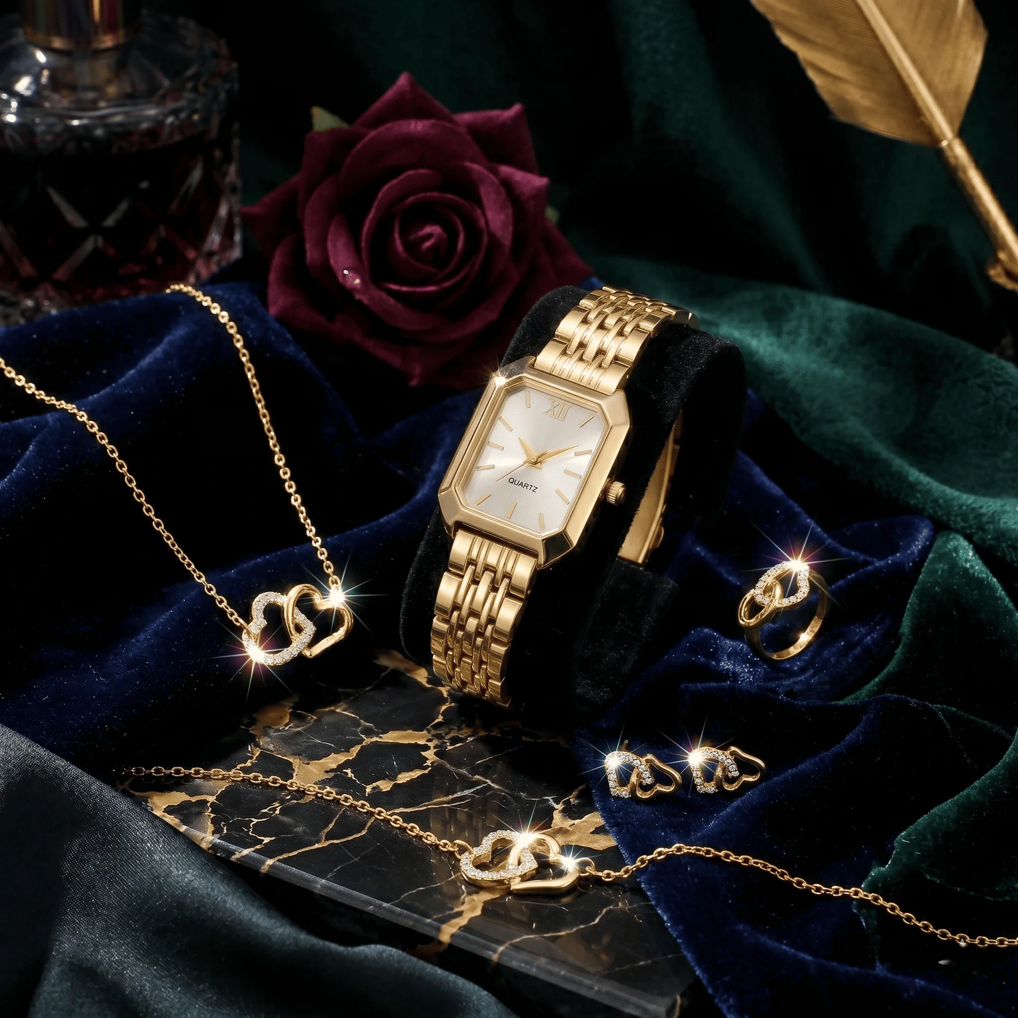 Serena™ 5-Piece Royal Elegance Watch & Jewelry Set