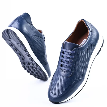 Baskets en cuir blue