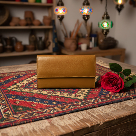 Porte-cartes en cuir fait main : style marocain fin