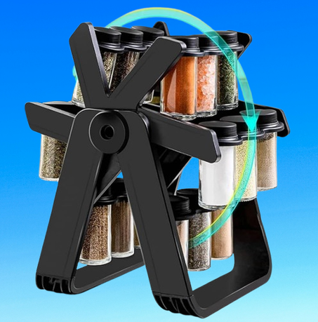 منظم التوابل الدوار مع 18 زجاجة