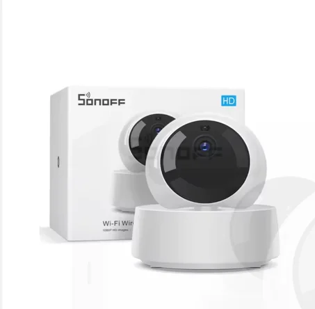 SONOFF-كاميرا مراقبة IP لاسلكية مع Wi-Fi، 1080P HD، زاوية رؤية 360 IR، رؤية ليلية، تعمل مع Alexa، مساعد Google