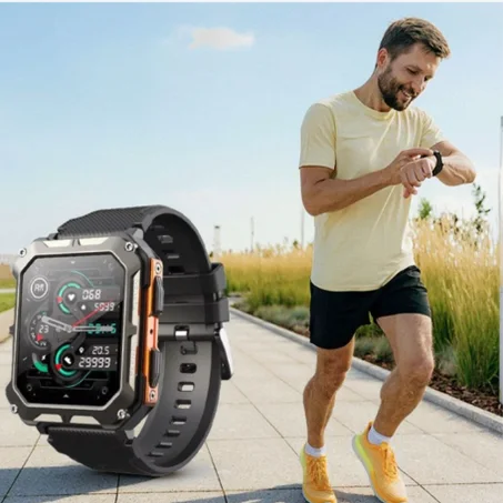 Reloj inteligente IP68 a prueba de agua para deportes al aire libre para hombres Función de llamada de respuesta de memoria grande con funciones inteligentes BT C20pro