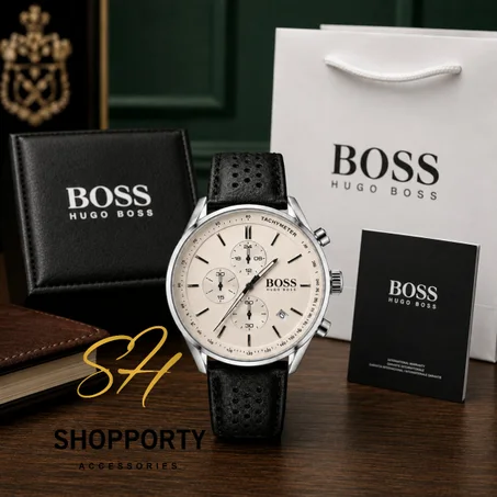 boss cuir noir fond blanc