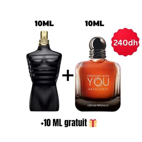 Pack 10ML Stronger With You Absolutely + 10 ML Le Male Le Parfum + 10 ML Gratuit