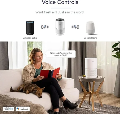ليفويت منقي هواء ذكي لغرفة النوم المنزلية، فلتر هواء هيبا H13 مع مستشعر جودة الهواء في الوقت الحقيقي، يزيل 99.97% من روائح غبار الطلع، منظف هواء يدعم اليكسا مع وضع تلقائي هادئ، Core300S