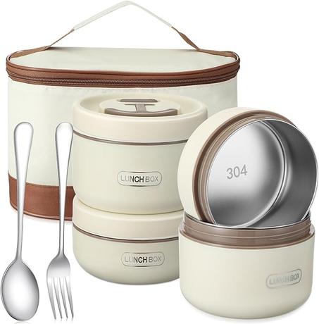 حاويات طعام منفصلة قابلة للتكديس  مع شنطة غداء معزولة