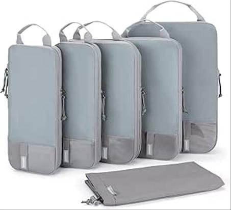مجموعة 6 منظمات للسفر منظم شنط سفر قابل للتوسيع لحمل الأمتعة للرجال والنساء