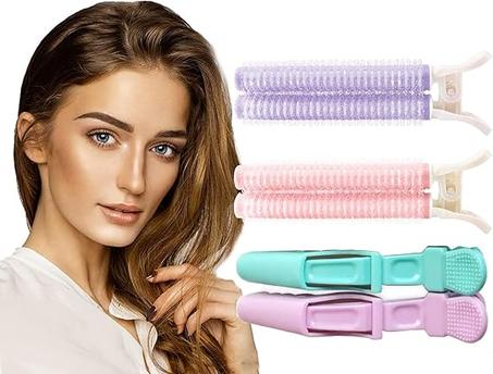 Rulos para el cabello (paquete de 2) con 2 pinzas de cocodrilo de cristal para mujeres, pinza voluminizadora de raíces para el cabello, rizadores de cabello instantáneos sin calor, herramient