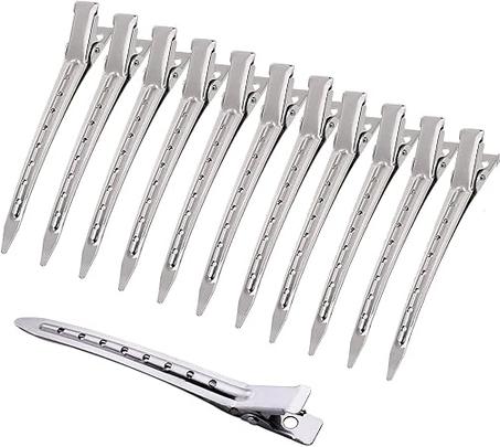 Pinzas para el pelo con forma de pico de pato, pinzas de cocodrilo de metal para separar el cabello con agujeros, pinzas de cocodrilo para peinar el cabello para salones y accesorios para muj