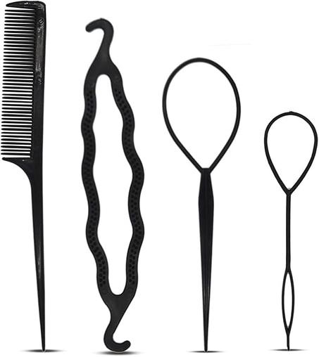 Accesorios para peinar el cabello con cola de caballo de Xvantong para mujer (negro)