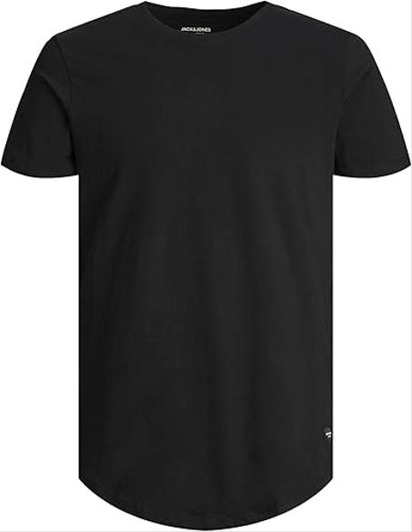 جاك اند جونز - تي شيرت جيه اي جينز باكمام قصيرة للرجال قبة دائرية أسود L
