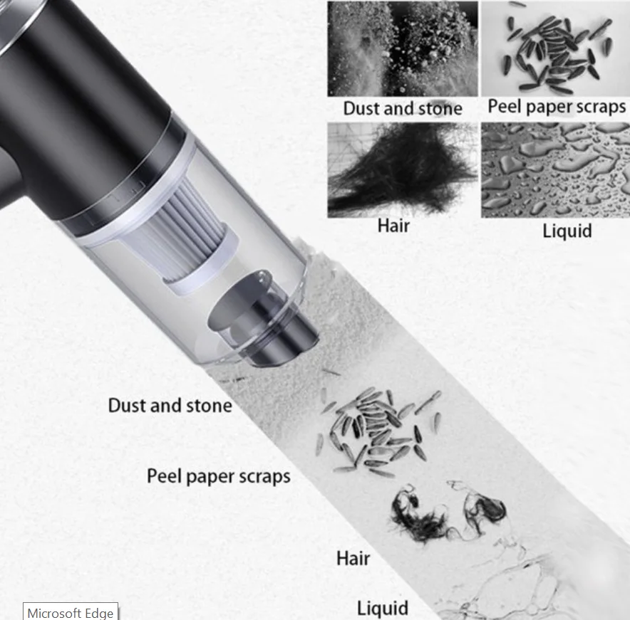 Aspirateur de Voiture Aspirateur à Main Sans Fil 120W 6000Pa Haute Puissance Lumière LED Intégrée Aspirateur Portable Adapté pour Voiture Maison Bureau Poils d'Animaux