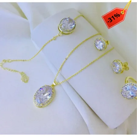 انسيمبل سوار واقراط وخاتم وقلادة Ensemble bracelet, earrings, ring and necklace - Xuping 064