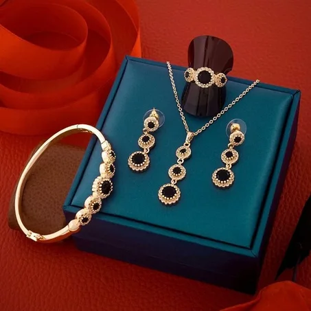 انسيمبل قلادة وسوار وخاتم واقراط Ensemble necklace, bracelet, ring and earrings- Xuping- 062