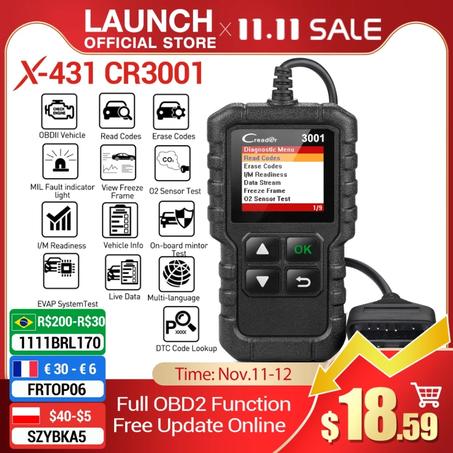 سكانار LAUNCH X431 CR3001 OBD2 Scanner professionnel de diagnostic OBDII/