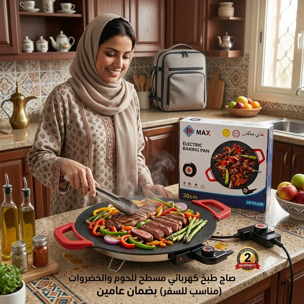 صاج طبخ كهربائي للحوم والخضروات – مناسب للسفر