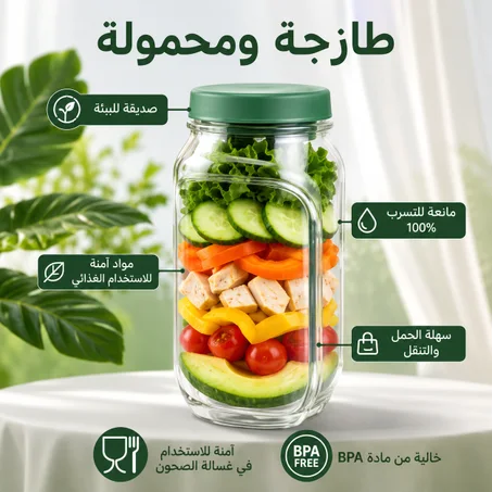 لانش بوكس السلطة الطازجة مع عازل الصوص