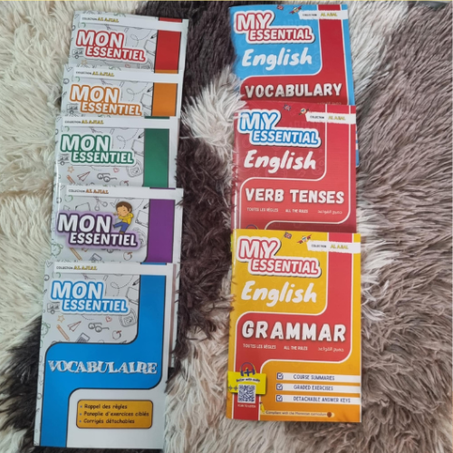 Essentiel pack de 8 livres pour apprendre la grammaire française et anglaise