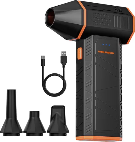 WOLFBOX MF50 Plumero de aire comprimido - Soplador eléctrico de aire de 110000RPM Super Power, soplador mini ajustable de 3 velocidades con carga rápida, soplador de polvo para computadora, t